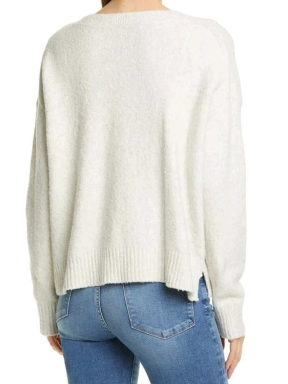 VINCE | Italian Yarn Textured V-Neck Pullover Sweater | Cream | Size XL - Picture 3 of 13